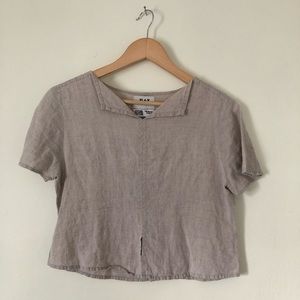Flax Small 100% Linen Blouse - neutral beige color